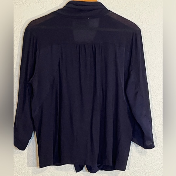 Saturday Sunday Anthropologie Olivia mixed media button tie front blouse Boho - Picture 5 of 8